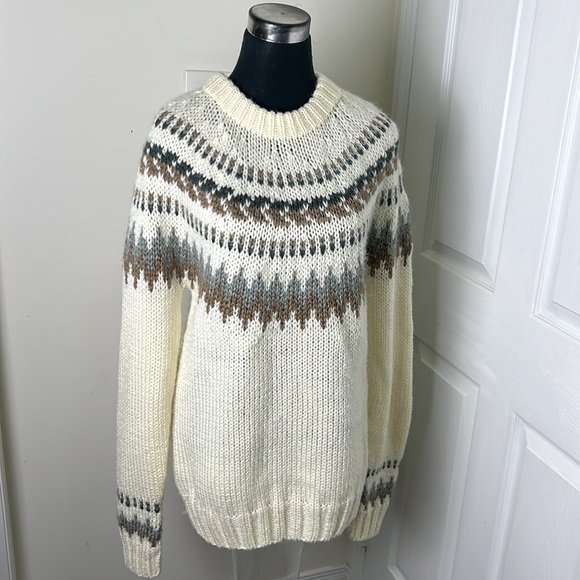 Vintage Winter Gear Korea Knit Rib Fair Isle Nordic Sweater Size Medium - Picture 2 of 11